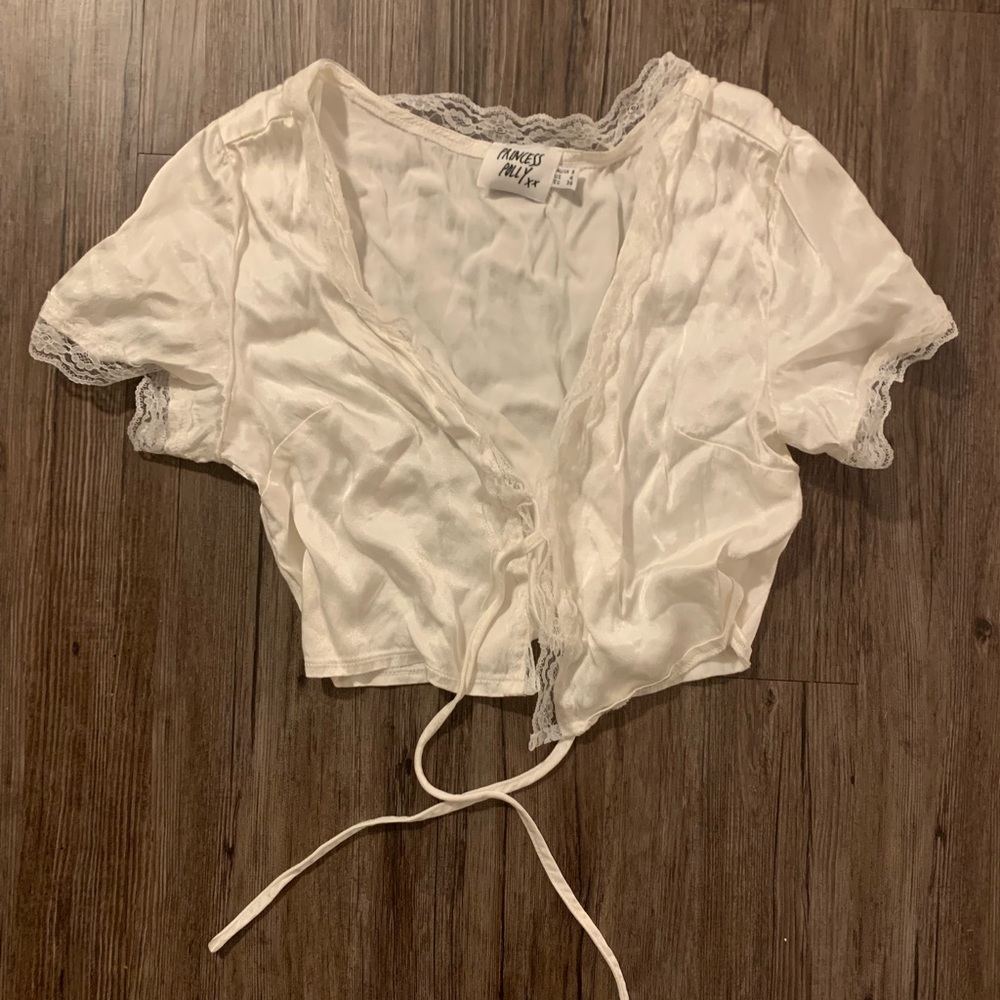 Princess Polly Silk Tie Front Top